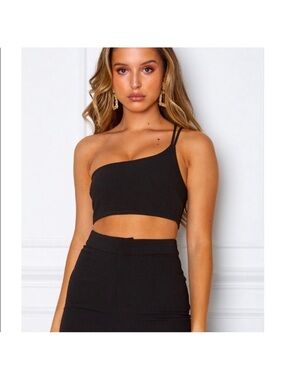 White Fox Tutti Frutti one-shoulder black top NWT - Medium